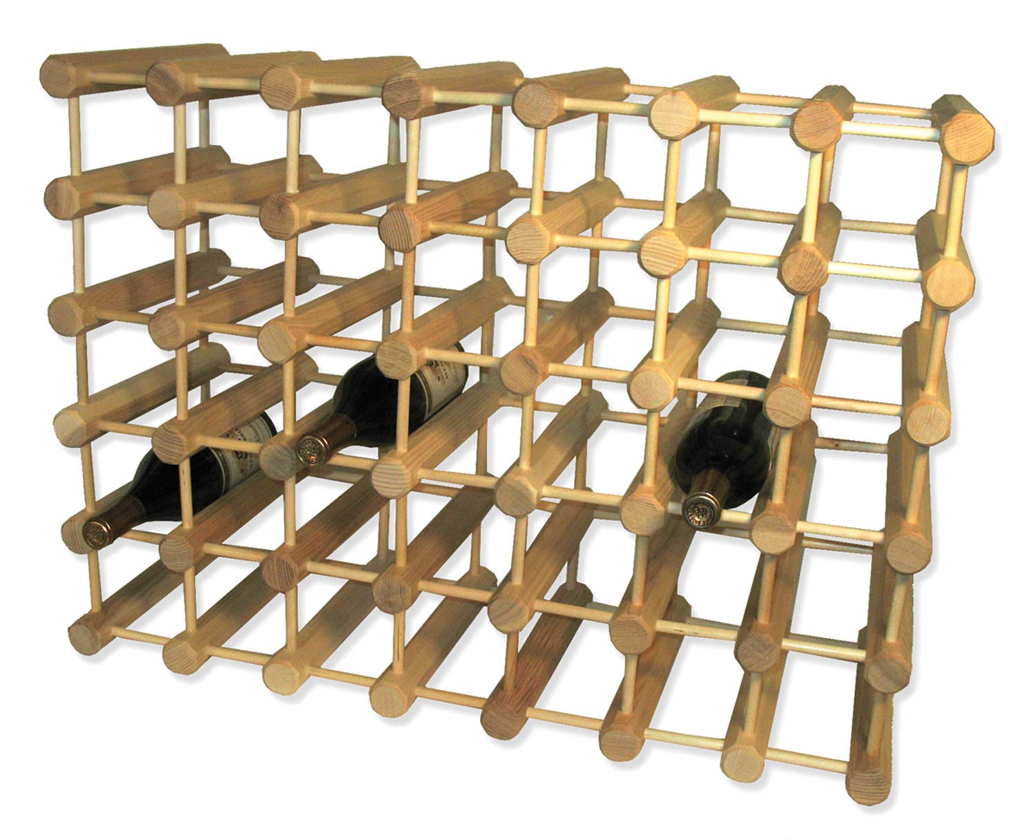 J.K. Adams Ash Wood Modular Stackable Wine Rack Storage Holder with Natural pins, 40 Bottle