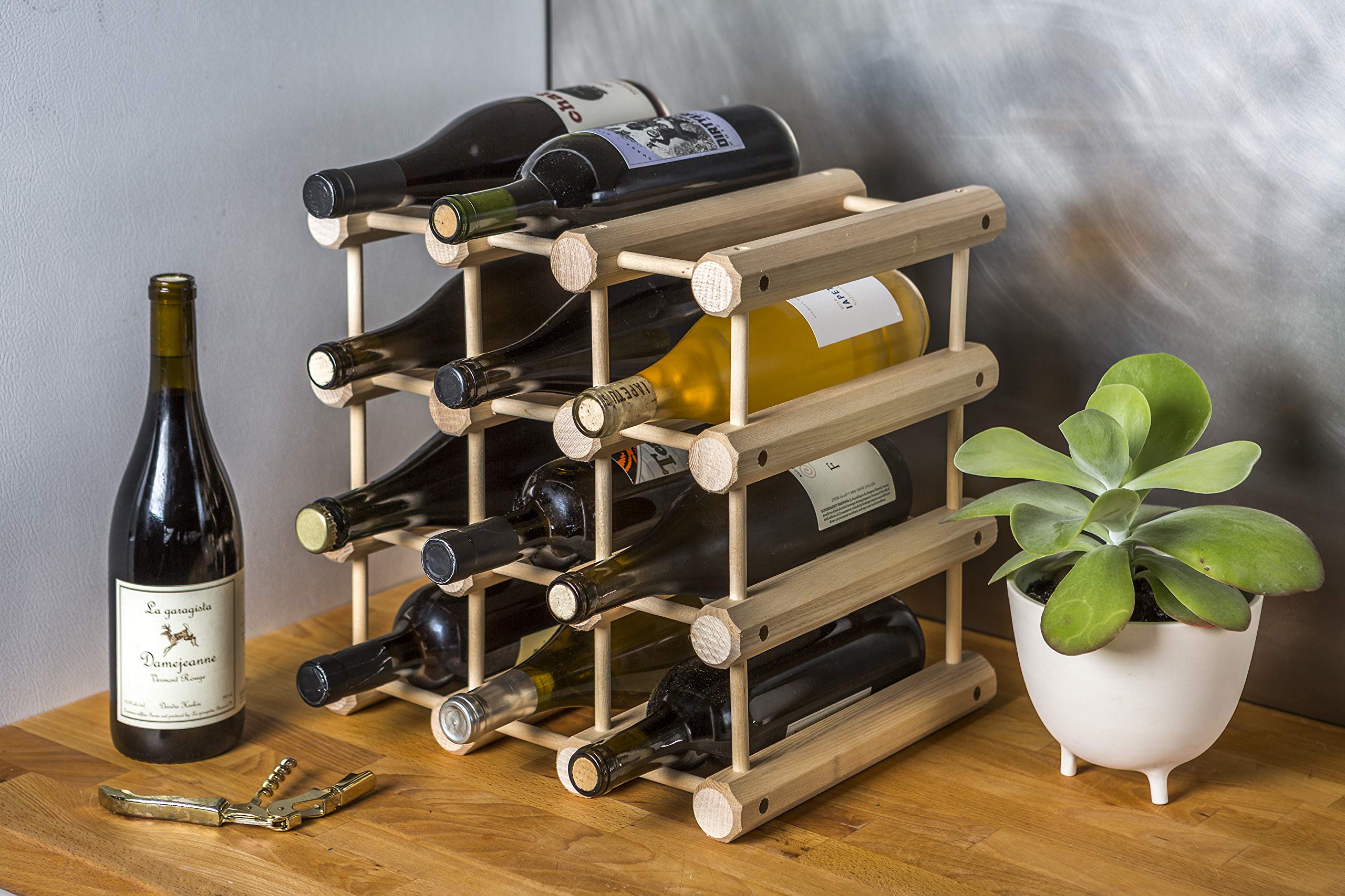 J.K. Adams Ash Wood Modular Stackable Wine Rack Storage Holder with Natural pins, 40 Bottle