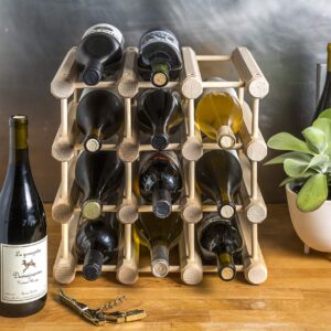 J.K. Adams Ash Wood Modular Stackable Wine Rack Storage Holder with Natural pins, 40 Bottle