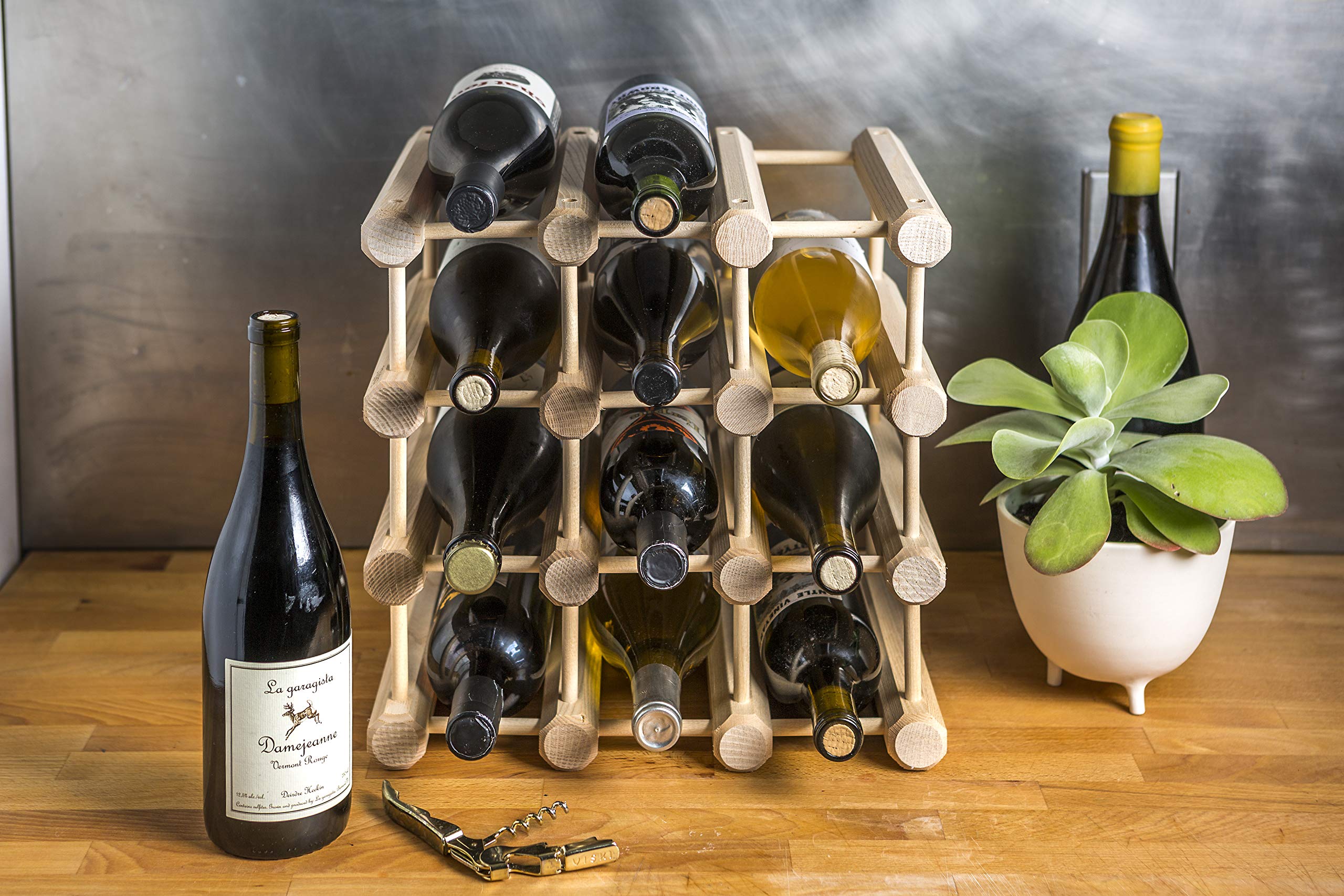 J.K. Adams Ash Wood Modular Stackable Wine Rack Storage Holder with Natural pins, 40 Bottle