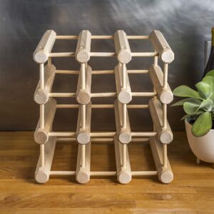 J.K. Adams Ash Wood Modular Stackable Wine Rack Storage Holder with Natural pins, 40 Bottle