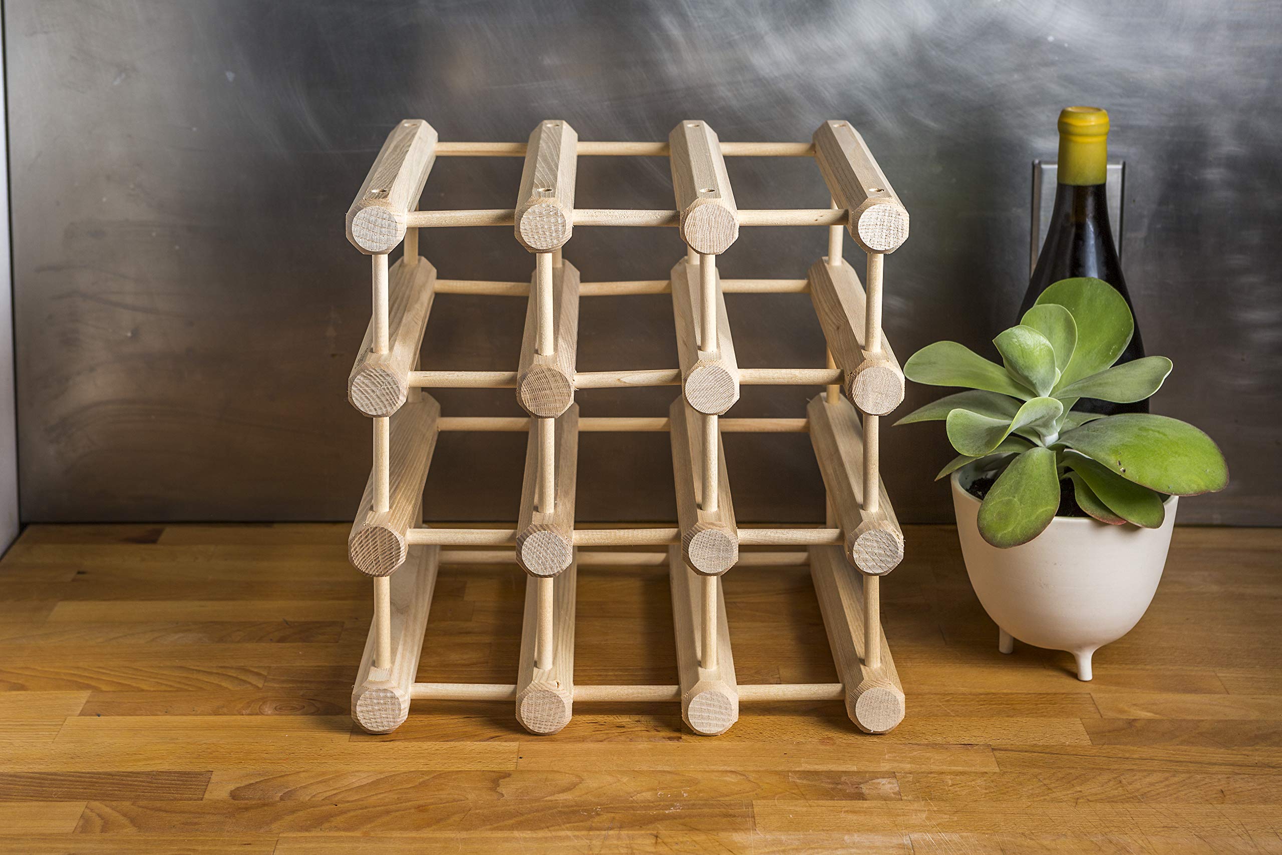 J.K. Adams Ash Wood Modular Stackable Wine Rack Storage Holder with Natural pins, 40 Bottle