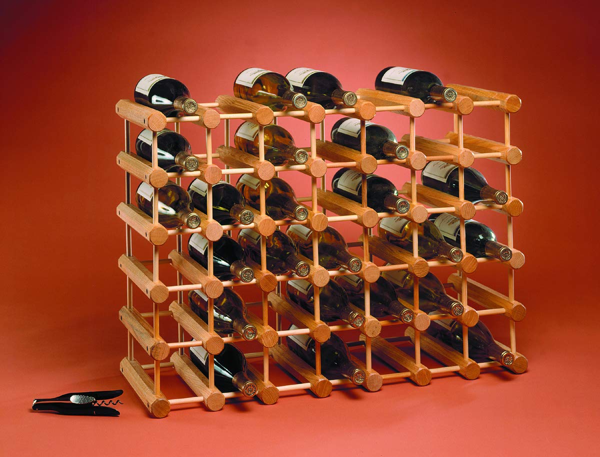 J.K. Adams Ash Wood Modular Stackable Wine Rack Storage Holder with Natural pins, 40 Bottle