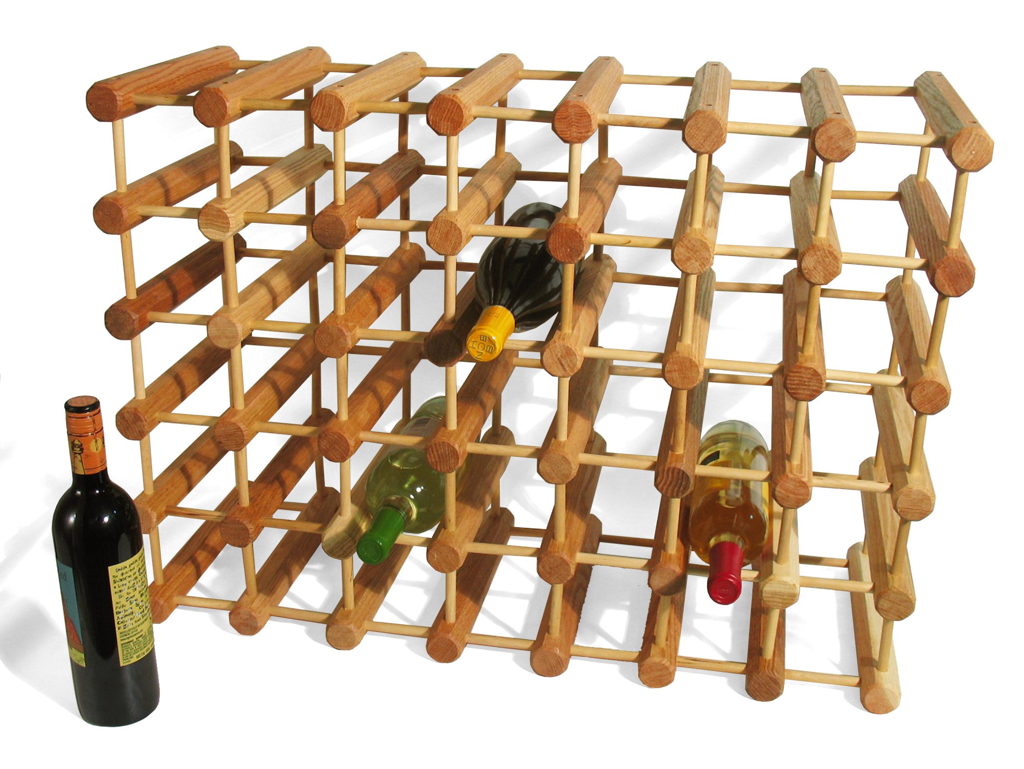 J.K. Adams Ash Wood Modular Stackable Wine Rack Storage Holder with Natural pins, 40 Bottle