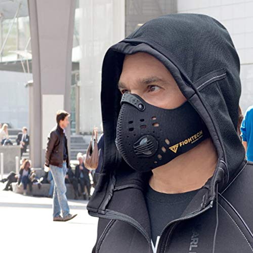 FIGHTECH Dust Mask - Reusable Face Mask with Filter - Air Filtration Mask with Vent - Dust Mask Woodworking (Large, Black)