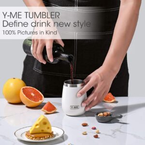 Y-me Stainless Steel Wine Tumbler Insulated,10oz Wine Tumbler with Lid Double Wall,Wine Cup with Lid for Coffee,Cocktails,Drinks