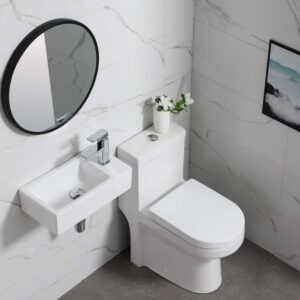 HOROW Bathroom Small Wall Mount Rectangle Sink White Porcelain Ceramic Vessel Sink 18''L x 10''W x 4.72''H (Right Hand)
