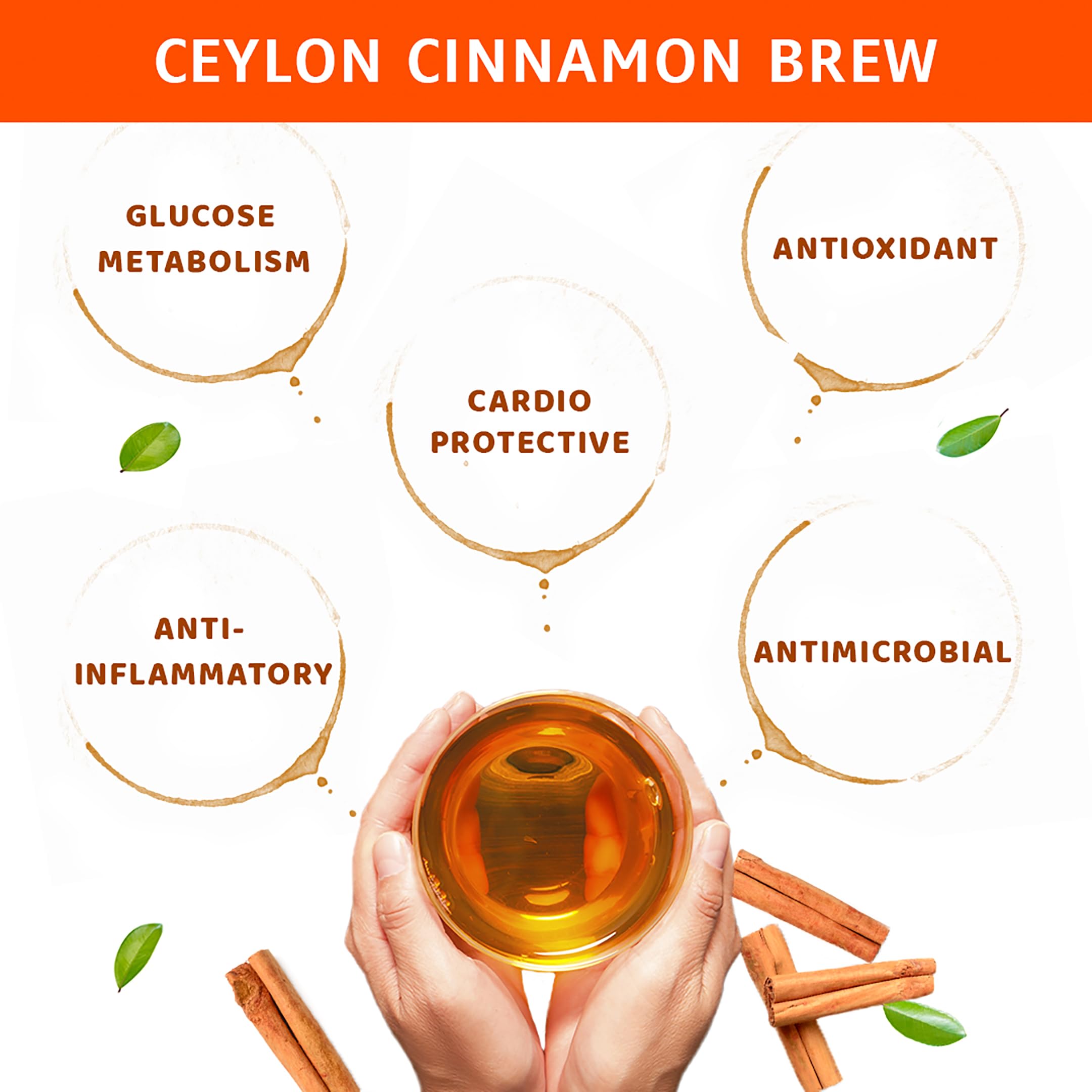 Pure Ceylon Cinnamon Brew – 100% Organic Pure CEYLON CINNAMON TEA Bags (40 Sachets – Pack of 2 – 20 COUNTS PER PACK | CAFFEINE-FREE)