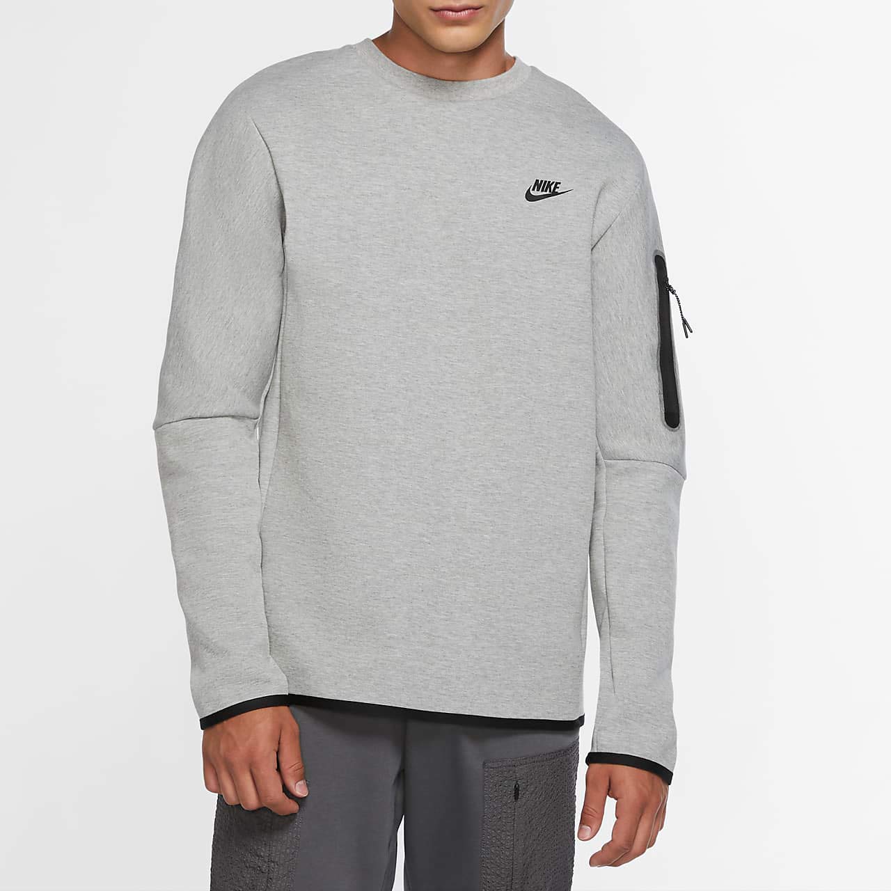 Nike Sportswear Tech Fleece Men's Crew Double-Sided Spacer Fabric for Added Warmth Without Extra Weight CU4505-063 Size L