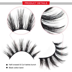 Losha False Eyelashes 10 Pairs Value Pack Faux Mink Lashes Handmade Dramatic Long Thick Soft Reusable 3D Volume Fake Eyelashes (Glam)