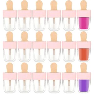 ronrons 30 pieces pink ice-cream shaped lip gloss tubes cute empty lipgloss container plastic mini lipgloss tubes with wand diy cosmetics for bulk small business, 8ml/0.27oz