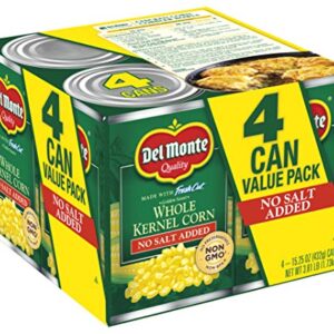 Del Monte Fresh Cut Golden Sweet Whole Kernel Corn With No Added Salt 4-15.25 Oz. Can, 15.25 Oz