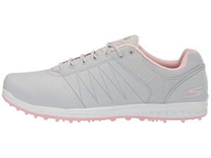skechers womens pivot spikeless golf shoe, light gray/pink, 8 us