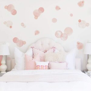 Watercolor Pink Polka Dots Wall Decals Peel and Stick Stickers Art Mural Decor for Home Dorm Party Nursery