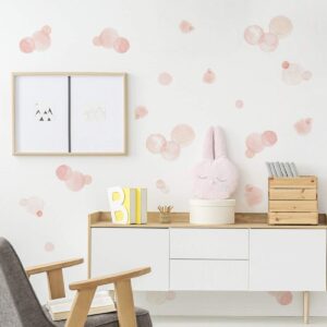Watercolor Pink Polka Dots Wall Decals Peel and Stick Stickers Art Mural Decor for Home Dorm Party Nursery