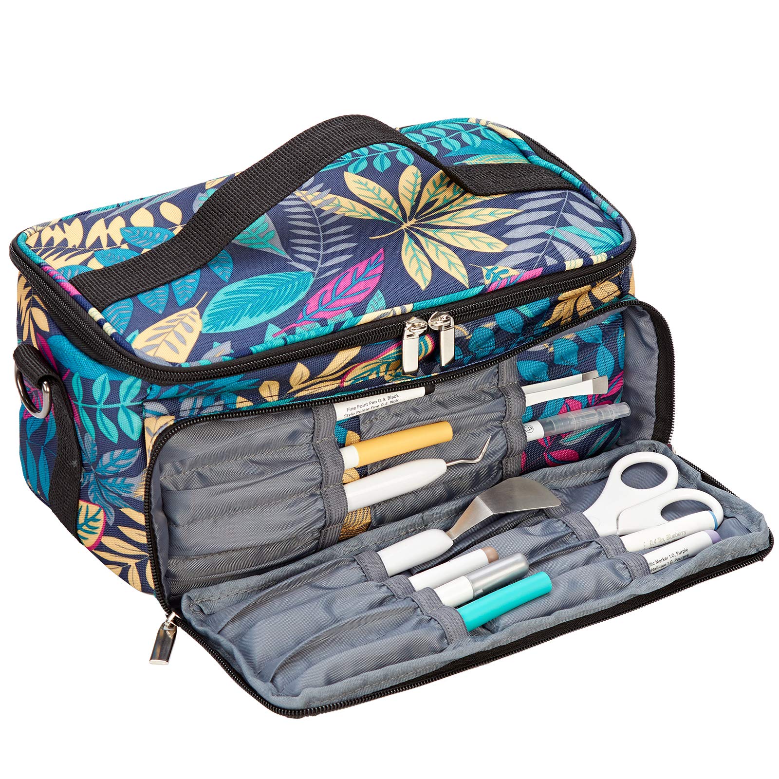 HOMEST Carrying Case for Cricut Joy, Lightweight Travel Tote Bag for Cricut Joy and Tool Set, Multiple Pockets for Accessories and Supplies Storage, Floral