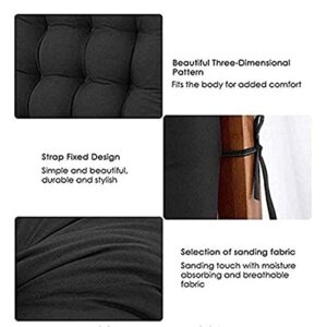 Chair Pad Seat Cushion Non-Skid Backing Durable Fabric Superior Comfort Softness Reduces Pressure Rocking Chair Pad Set Washable (Black)