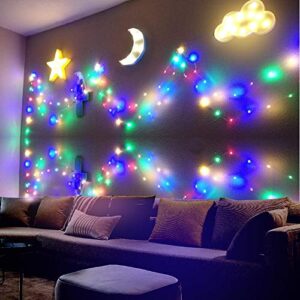 AUSAYE 3PCS Decorative LED Night Lights Crescent Moon Star Cloud Lamp Sign Light Room Decor Night Light for Baby Kids Children Adults Gifts