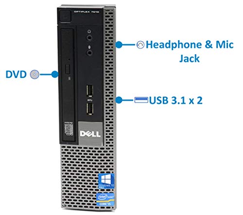 Dell Optiplex 7010 USFF Desktop Computer with Intel i5-3470S Upto 3.6GHz, HD Graphics 2500 4K Support, 8GB RAM, 512GB SSD, DisplayPort, HDMI, DVD, AC Wi-Fi, Bluetooth - Windows 10 Pro (Renewed)