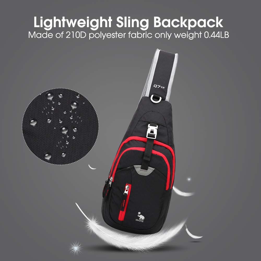 Kimlee OIWAS Small Sling Backpack Black Lightweight One Strap Bag Hiking Crossbody Chest Pack Blue Shoulder Bookbag Daypack For Men Women