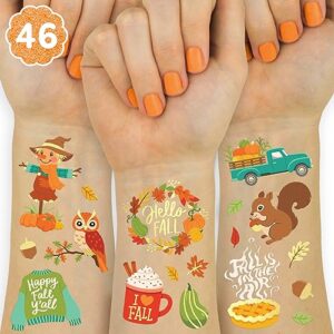 xo, fetti fall temporary tattoos for kids - 32 glitter styles | birthday party supplies, autumn + pumpkin