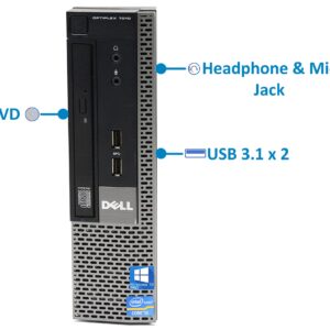 Dell Optiplex 7010 USFF Desktop Computer with Intel i5-3470S Upto 3.6GHz, HD Graphics 2500 4K Support, 16GB RAM, 1TB SSD, DisplayPort, HDMI, DVD, AC Wi-Fi, Bluetooth - Windows 10 Pro (Renewed)