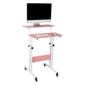 mind reader standing desk, 15" l x 22" w x 39" h, pink