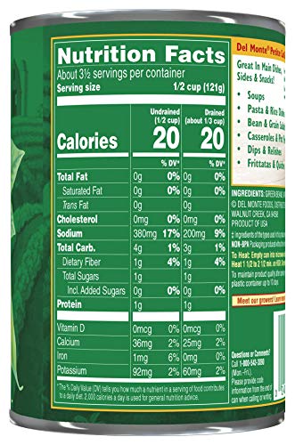 Del Monte Petite Cut Green Beans, 14.5 Oz, (Pack Of 12)