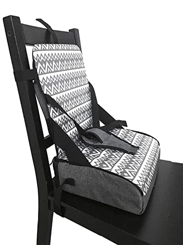 Dreambaby Grab ‘N Go Travel Booster Seat with Built-in Storage Space, Portable Highchair Booster Seat for Tables, High-Back Seat and Foldable for Baby Travel, Secured with a 3-Point Harness, Grey