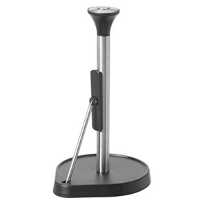 oggi paper towel holder - with ez release top and tear bar. height 13.5" color - black/stainless steel.