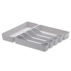 Spectrum Diversified Hexa Drawer Organizer Tray Modern Kitchen Cutlery, Utensil, Silverware Holder Caddy, 6 Dividers Cabinet Storage, 13 x 16, Stone Gray