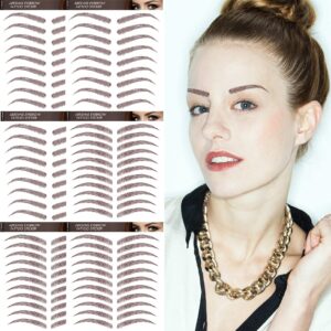 aresvns eyebrow tattoo stickers 99 pairs! 9 sheets brown fake eyebrows,4d tattoo eyebrow with real hair,eyebrow transfer stickers christmas gift