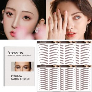 Aresvns Eyebrow Tattoo Stickers 99 Pairs! 9 Sheets Brown Fake Eyebrows,4D Tattoo Eyebrow with Real Hair,Eyebrow Transfer Stickers Christmas Gift