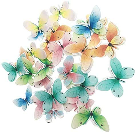 Set of 30 Edible Butterfly Cupcake Toppers Wedding Cake Birthday Party Food Decoration Mixed Size & Colou