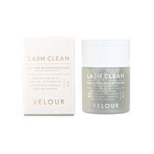 velour lash clean - oil free liquid makeup remover for eyes, false lashes, and face - gentle and vegan (50 ml)