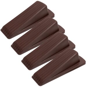 s&t inc. heavy duty rubber door stopper for residential and commercial use, brown, 4.8 in. x 2.2 in. x 1.3 in., 4 pack