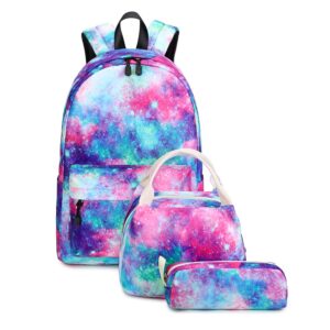 abshoo lightweight water resistant backpacks for teen girls school backpack with lunch bag (galaxy a set)