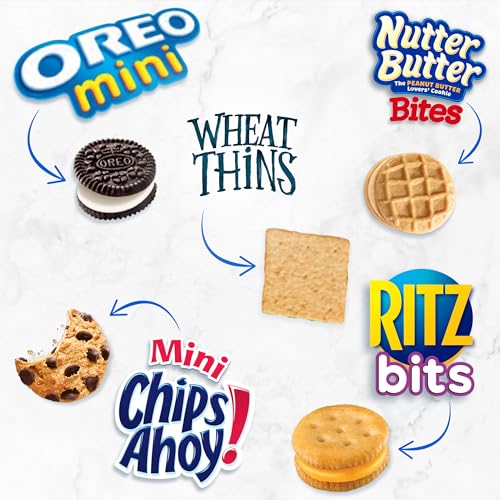 OREO Mini Cookies, Mini CHIPS AHOY! Cookies, RITZ Bits Cheese Crackers, Nutter Butter Bites & Wheat Thins Crackers, Nabisco Cookie & Cracker Variety Pack, 50 Snack Packs