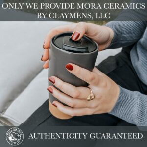 Mora Double Wall Ceramic Coffee Travel Mug with Lid, 14 oz, Portable, Microwave, Dishwasher Safe, Insulated Reusable Tall Cup, Splash Resistant Lid - To Go Tumbler for Car Cup Holder, Nightwaves