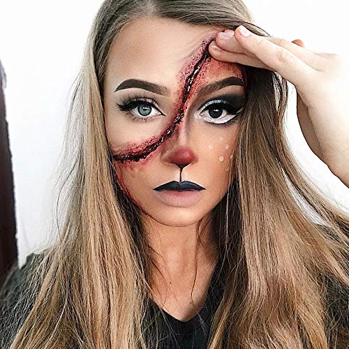 MEICOLY Scar Wax Kit(1.67Oz),Fake Blood Special Effects Scab Coagulated Blood Gel(1.06Oz),Fake Wound Molding Modeling Scar Wax with Spatula,SFX Halloween Stage Makeup Skin Wax,01