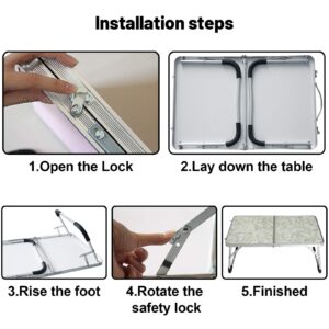 Jucaifu Foldable Laptop Table, Bed Desk, Breakfast Serving Bed Tray, Portable Mini Picnic Table & Ultra Lightweight, Folds in Half with Inner Storage Space (Stripe)