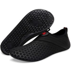 barerun womens mens outdoor water shoes aqua socks for beach swim surf yoga sport black 12-13 m us women / 10-11 m us men