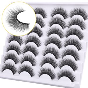 Newcally Lashes False Eyelashes Natural Fluffy Light Volume Faux Mink Lashes 14 Pairs Pack