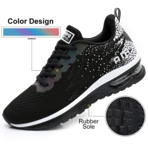 Dannto Women's Lightweight Walking Sneakers Air Cushion Tennis Athletic Running Fashion Sport Shoes for Girls Black Size 9