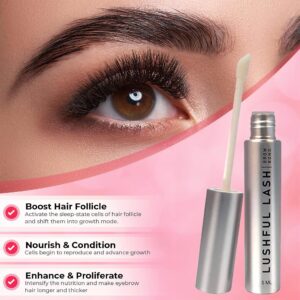 Lushful Lash Advanced Eyebrow Conditioner Growth Serum for Thicker, Longer, Healthier and Fuller Eyebrow, Clinic Developed Formula, Enhancer and Lengthener - Friendly to Skin and Cruelty Free (5 ML)