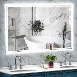 anten 40" x 24" bathroom mirror with led lights, backlit led bathroom mirror, anti-fog, 3 color modes, dimmable vanity bathroom mirror wall mount, ip54 waterproof, horizontal&vertical
