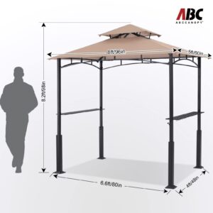 ABCCANOPY 8'x 5' Grill Gazebo Canopy - Outdoor BBQ Gazebo Shelter with LED Light, Patio Canopy Tent for Barbecue and Picnic (Khaki)