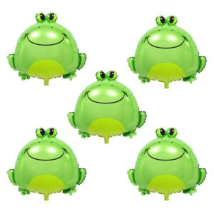 horuius frog balloons green large inflatable air cute frog foil mylar balloons for baby shower insect animal themed party birthday decoration supplies 25.6 inch 5pcs