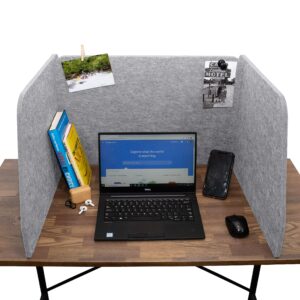 acoustic partition - reduce noise and visual distractions - sound absorbing desk divider - desk privacy panel - home office - classroom - remote learning - sound dampening (gravel grey)