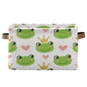 cute hearts frog animal storage basket bin large fabric toys storage cube box with handles collapsible closet shelf cloth organizer basket for nursery bedroom